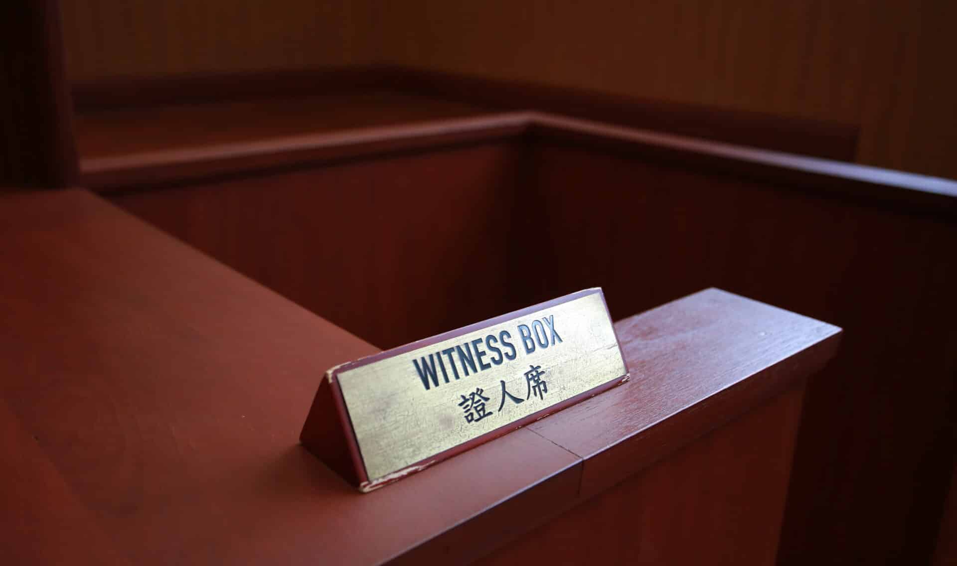 Law Court Background With The Chinese And English Name Witness Box In Hong Kong
