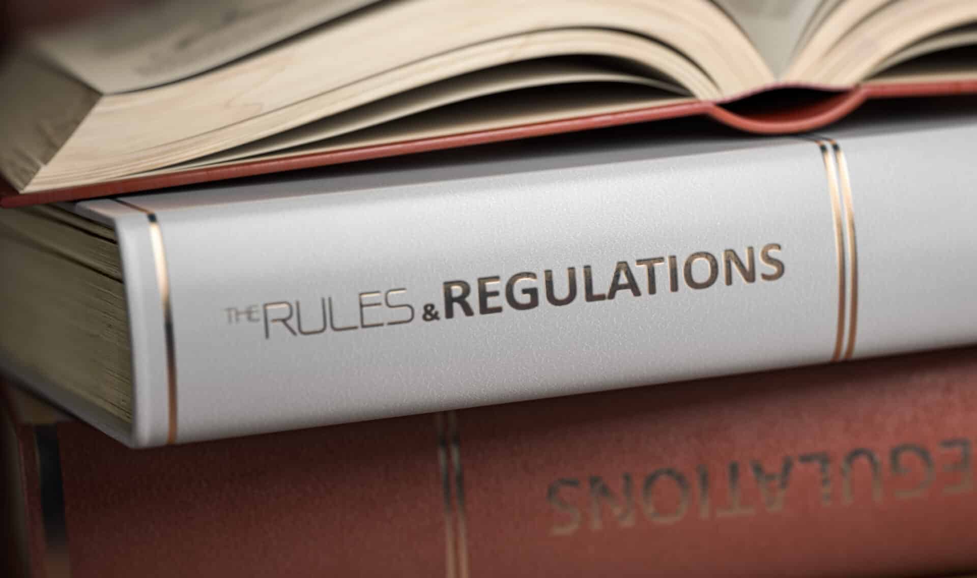 Rules And Regulations Book. Law, Rules And Regulations Concept.